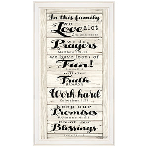 HomeRoots In This Family White Framed Print Wall Art - Contemporary Charm for Any Room, Ready to Hang! 404796
