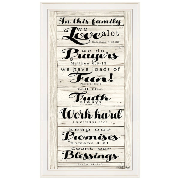 HomeRoots In This Family White Framed Print Wall Art - Contemporary Charm for Any Room, Ready to Hang! 404796