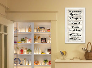 HomeRoots In This Family White Framed Print Wall Art - Contemporary Charm for Any Room, Ready to Hang! 404796