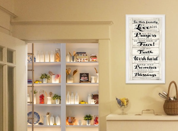 HomeRoots In This Family White Framed Print Wall Art - Contemporary Charm for Any Room, Ready to Hang! 404796