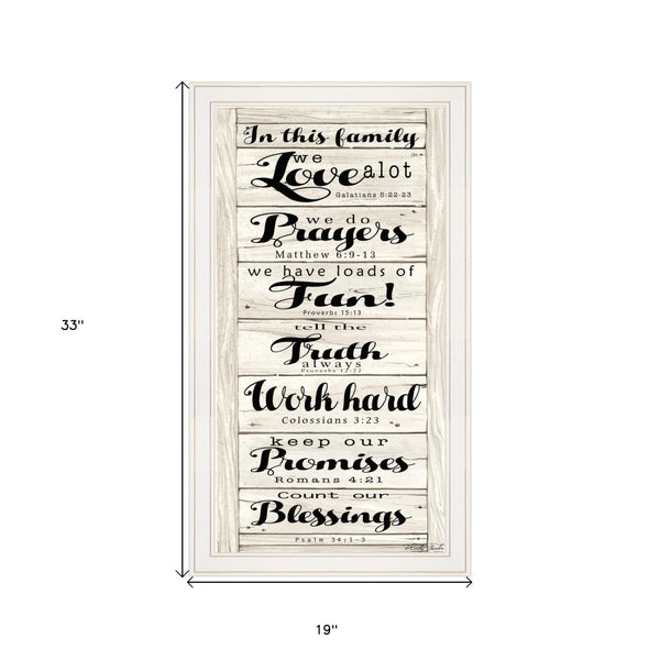 HomeRoots In This Family White Framed Print Wall Art - Contemporary Charm for Any Room, Ready to Hang! 404796