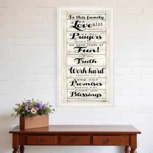 HomeRoots In This Family White Framed Print Wall Art - Contemporary Charm for Any Room, Ready to Hang! 404796