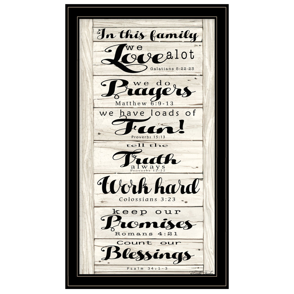 Homeroots In This Family 2 Black Framed Print Wall Art Black And Gold Wood Paper And Texture 404797