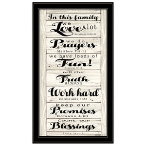 Homeroots In This Family 2 Black Framed Print Wall Art Black And Gold Wood Paper And Texture 404797