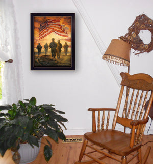 Homeroots Bless Americas Heroes Black Framed Print Wall Art  Wood Product Paper Print Uv Coating 404820