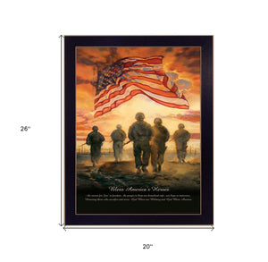Homeroots Bless Americas Heroes Black Framed Print Wall Art  Wood Product Paper Print Uv Coating 404820