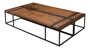 Sarreid Antique Doors Coffee Table – Unique Weathered Wood Finish With Reclaimed Elm For Rustic Charm Brown  40486
