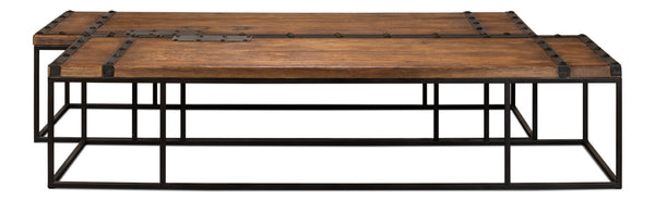 Sarreid Antique Doors Coffee Table – Unique Weathered Wood Finish With Reclaimed Elm For Rustic Charm Brown  40486