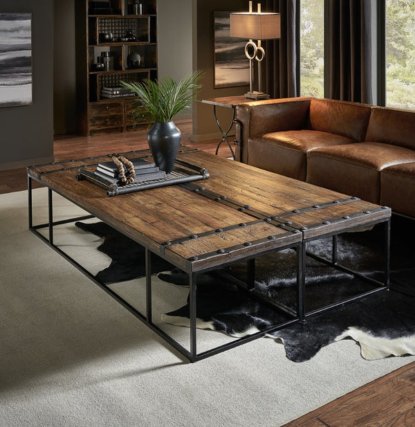 Sarreid Antique Doors Coffee Table – Unique Weathered Wood Finish With Reclaimed Elm For Rustic Charm Brown  40486