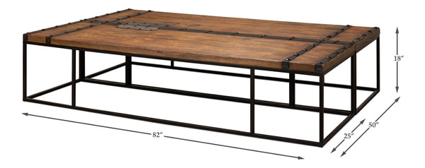 Sarreid Antique Doors Coffee Table – Unique Weathered Wood Finish With Reclaimed Elm For Rustic Charm Brown  40486