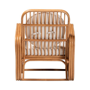 English Elm Bohemian Natural Rattan Accent Chair with Open Weave Frame for Sunroom or Living Room B2750P467786