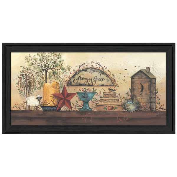 HomeRoots Amazing Grace Shelf 3 Framed Print Wall Art – Timeless Holiday Elegance for Year-Round Decor! 404908