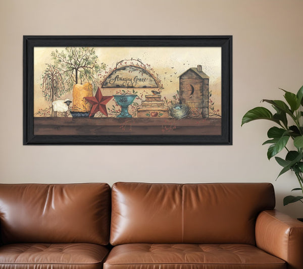 HomeRoots Amazing Grace Shelf 3 Framed Print Wall Art – Timeless Holiday Elegance for Year-Round Decor! 404908