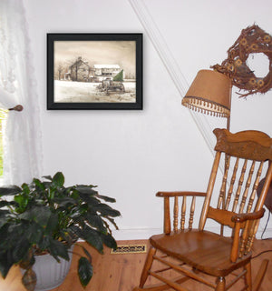 Homeroots Bringing Home The Tree 1 Black Framed Print Wall Art  Wood Product Paper Print Uv Coating 404936