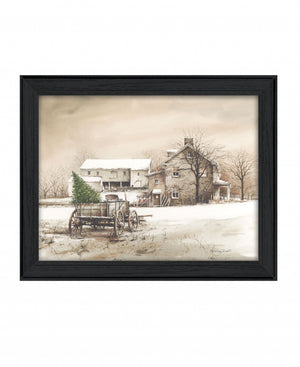 Homeroots Bringing Home The Tree 1 Black Framed Print Wall Art  Wood Product Paper Print Uv Coating 404936