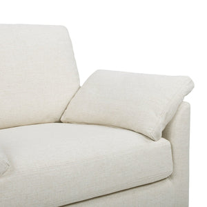 English Elm Jennifer Taylor Home - Pasadena Modern Farmhouse Accent Arm Chair 36" Flax White Linen, Rubberwood Base, Removable Cushions B2719P358855