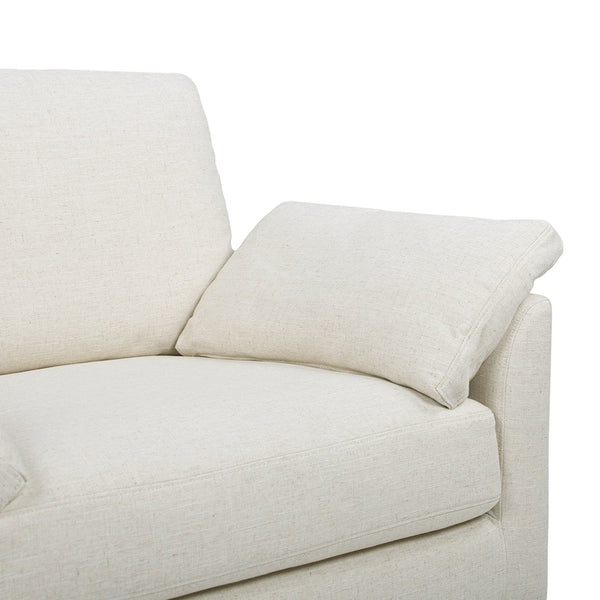 English Elm Jennifer Taylor Home - Pasadena Modern Farmhouse Accent Arm Chair 36" Flax White Linen, Rubberwood Base, Removable Cushions B2719P358855