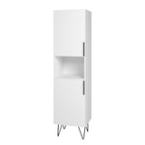 Manhattan Comfort Beekman Mid-Century Modern Bookcase Cabinet White 404AMC198