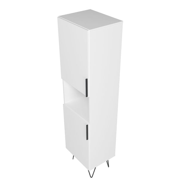 Manhattan Comfort Beekman Mid-Century Modern Bookcase Cabinet White 404AMC198