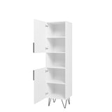 Manhattan Comfort Beekman Mid-Century Modern Bookcase Cabinet White 404AMC198
