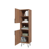 Manhattan Comfort Beekman Mid-Century Modern Bookcase Cabinet Brown and Pink 404AMC229