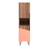 Manhattan Comfort Beekman Mid-Century Modern Bookcase Cabinet Brown and Pink 404AMC229