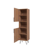 Manhattan Comfort Beekman Mid-Century Modern Bookcase Cabinet Brown and Pink 404AMC229