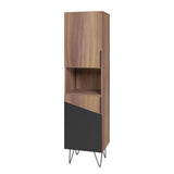Manhattan Comfort Beekman Mid-Century Modern Bookcase Cabinet Brown and Black 404AMC240