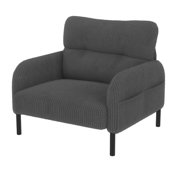 English Elm United We Win Corduroy Accent Chair Wide Seat Foam Cushion Living Room Lounge Gray W1568P386154
