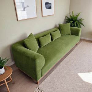 English Elm Richardson Velvet Sofa Scandinavian Minimalist Living Room Seat with Solid Wood Base Green B183P493697