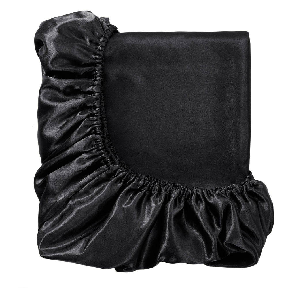 English Elm 7 Luxury Split King 7-Piece Black Satin Sheet Set – 100% Polyester, Deep Pockets, Silky Smooth Feel B035P319698