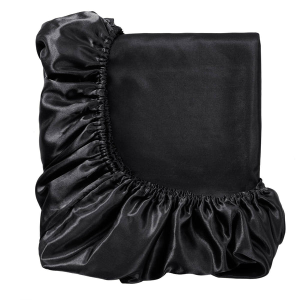 English Elm 7 Luxury Split King 7-Piece Black Satin Sheet Set – 100% Polyester, Deep Pockets, Silky Smooth Feel B035P319698
