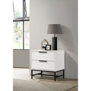 English Elm Yountville White 2-Drawer Nightstand with Bold Black Accents — Modern Bedside Table, Sleek Storage and Contrast Design B062P299794