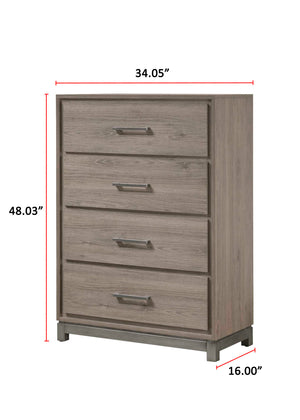 English Elm 1pc Contemporary 4-Drawer Storage Chest with Metal Handles and Luxe Metallic Accents for Bedroom Brown,Gray 37 L x 18.5 W x 51 H B2741P353148