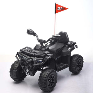 English Elm 24v Ride on Atv for Kids with Dual Motors Led Lights Bluetooth and Rugged Wide Wheelbase Black W3822P390477