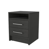 English Elm Black 2-Drawer Nightstand