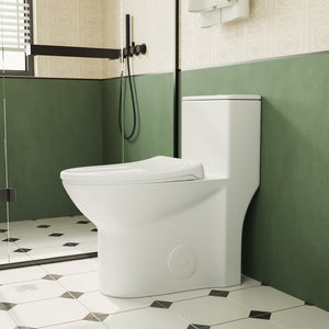 English Elm 1.1/1.6 Gpf One-piece Elongated Ceramic Toilet Skirted Base Comfort Height Soft Close B2724P248740