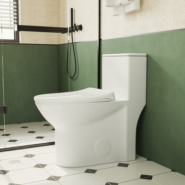 English Elm 1.1/1.6 Gpf One-piece Elongated Ceramic Toilet Skirted Base Comfort Height Soft Close B2724P248740