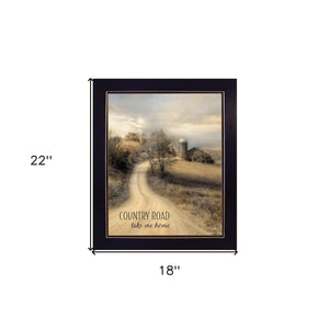 Homeroots Country Road Take Me 2 Black Framed Print Wall Art  Paper,Wood 405060