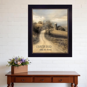 Homeroots Country Road Take Me Home 2 Black Framed Print Wall Art  Wood Paper 405062