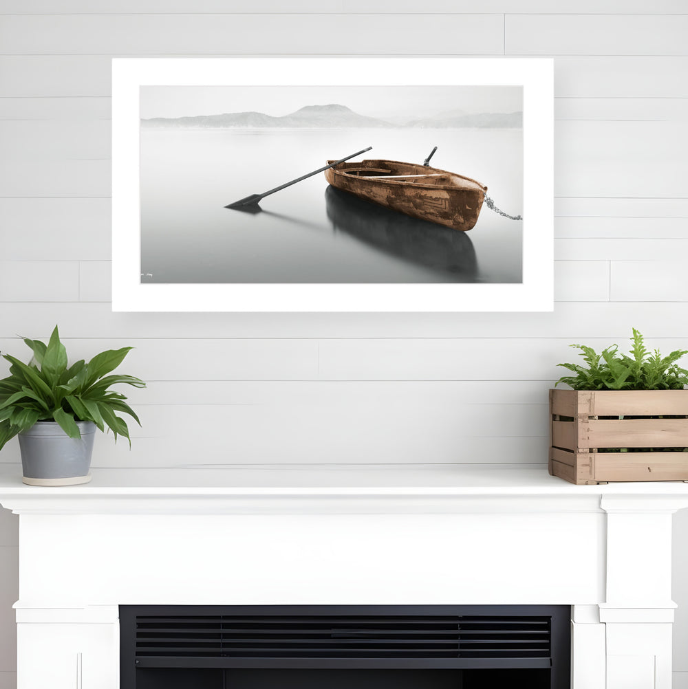Homeroots Solitude 1 White Framed Print Wall Art White Paper,Wood 405072