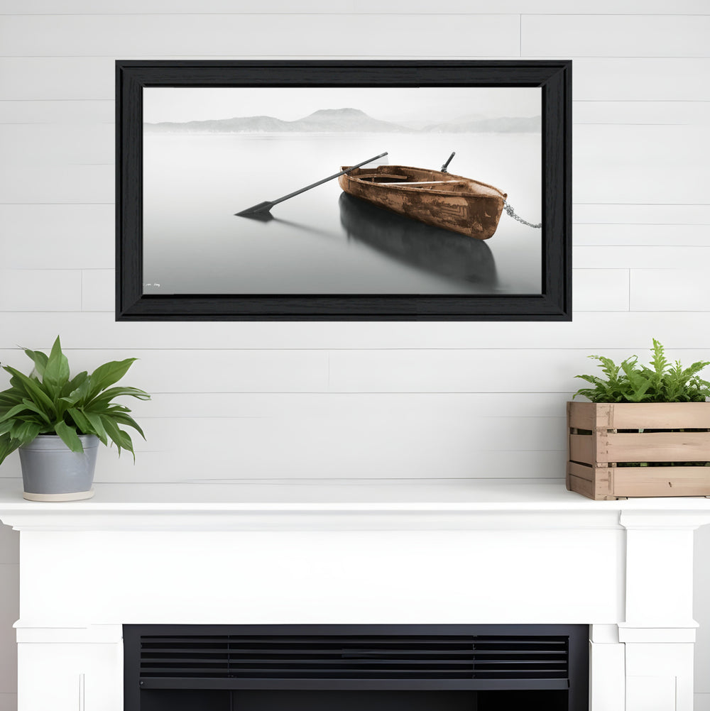 Homeroots Solitude 2 Black Framed Print Wall Art  Paper,Wood 405073