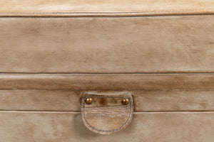 Sarreid Leather Trunk/Bench - Stylish Pearl Leather Storage, Durable Foam And Wood, Elegant Home Décor Piece Beige  40512
