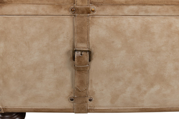 Sarreid Leather Trunk/Bench - Stylish Pearl Leather Storage, Durable Foam And Wood, Elegant Home Décor Piece Beige  40512