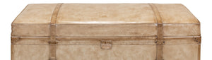 Sarreid Leather Trunk/Bench - Stylish Pearl Leather Storage, Durable Foam And Wood, Elegant Home Décor Piece Beige  40512
