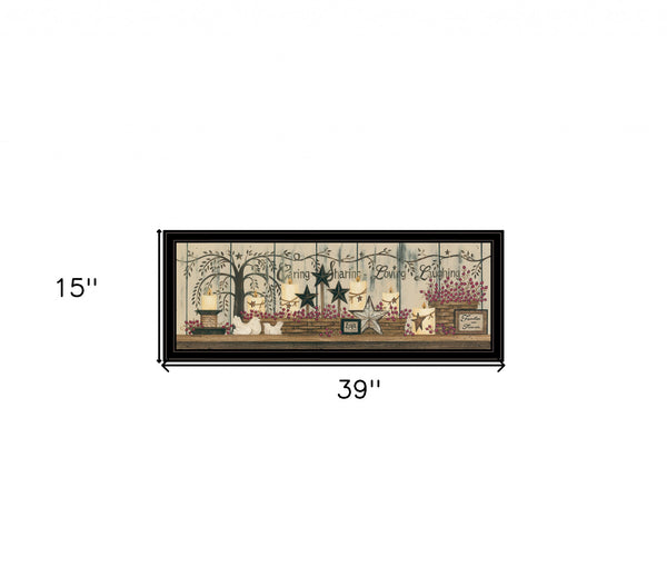 Homeroots Willow Tree Shelf Collection 2 Black Framed Print Wall Art  Wood Paper And Texture 405139