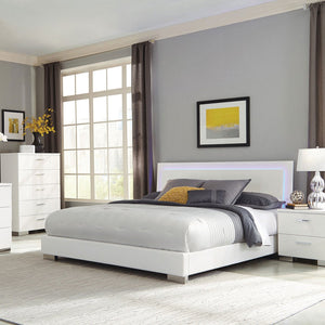 English Elm Dulcey White High Gloss Two-Drawer Nightstand with Metal Bracket Feet, Minimalist Storage & Style B062P378383