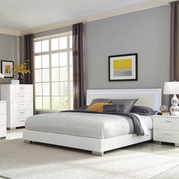 English Elm Dulcey White High Gloss Two-Drawer Nightstand with Metal Bracket Feet, Minimalist Storage & Style B062P378383