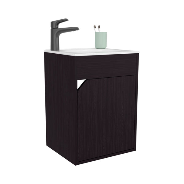 English Elm Wengue Floating Bathroom Vanity - Stylish, Space-Saving Design With Soft-Close Door & Modern Appeal B062P355660-GIGA