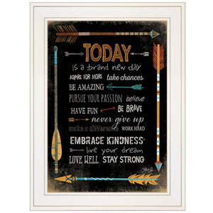 Homeroots Today Is A Brand New Day 1 White Framed Print Wall Art  Wood Paper And Texture 405204